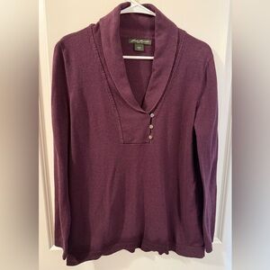 Eddie Bauer Deep Purple Collared Sweater Top